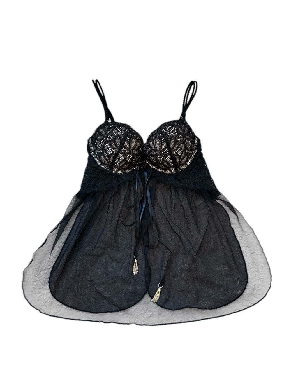 Victoria’s Secret Babydoll Top Lingerie Goth Y2K Whimsygoth Size 34C - Picture 2 of 8